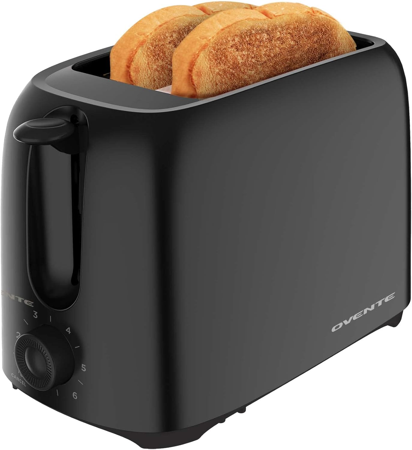 OVENTE Electric 2 Slice Toaster Machine with 6-Shade Toast Settings, 700W Power, Removable Crumb Tray and Compact Design Perfect for Toasting Bread, Bagels, Waffles and Puff Pastry, Black TP2210B - Image 2
