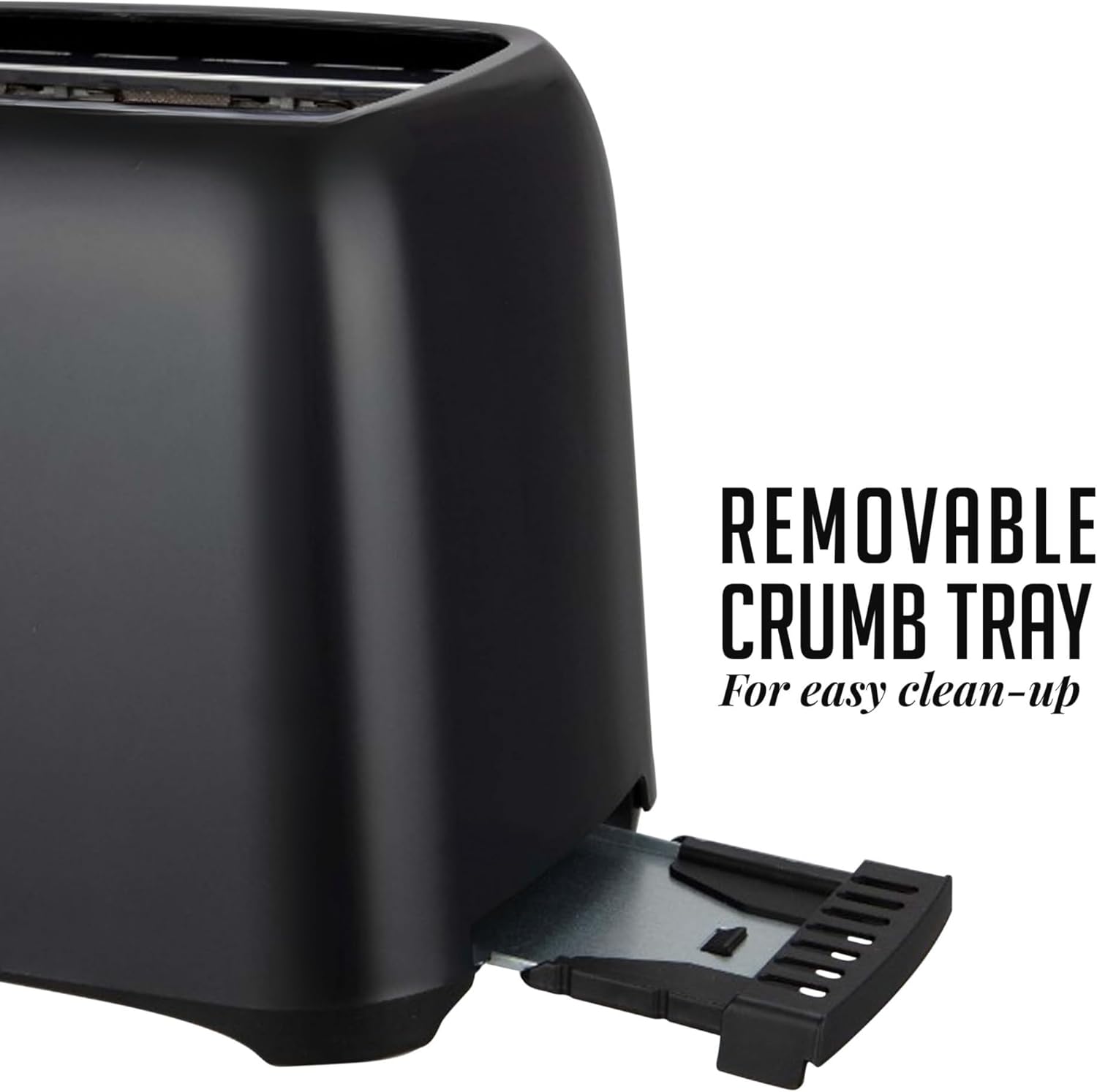 OVENTE Electric 2 Slice Toaster Machine with 6-Shade Toast Settings, 700W Power, Removable Crumb Tray and Compact Design Perfect for Toasting Bread, Bagels, Waffles and Puff Pastry, Black TP2210B - Image 8