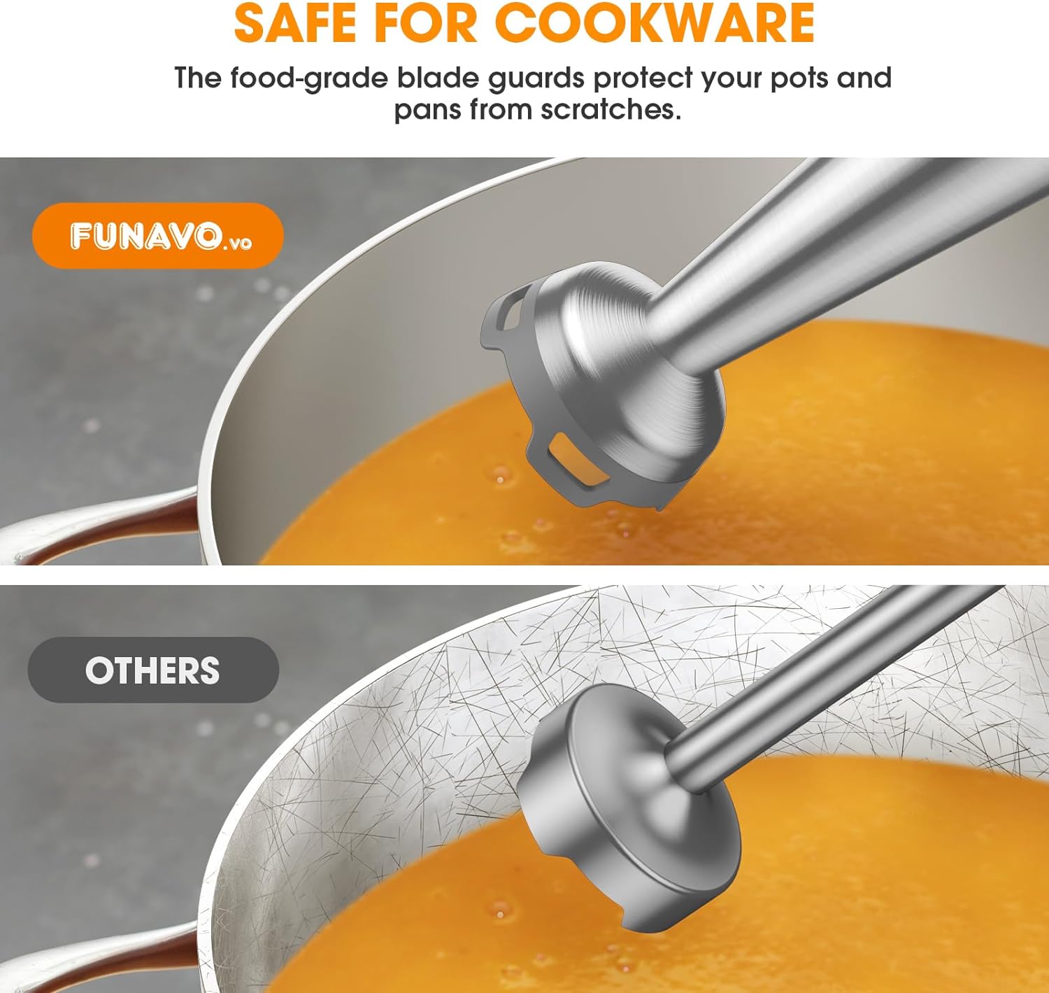 Immersion Blender, 1000W Anti-scratch 5-in-1 Hand Blender, Upgraded 12 Speed Stainless Steel Blade Stick Blender with Turbo Mode, 20oz Beaker, 17oz Chopping Bowl, Whisk, BPA-Free - Image 4