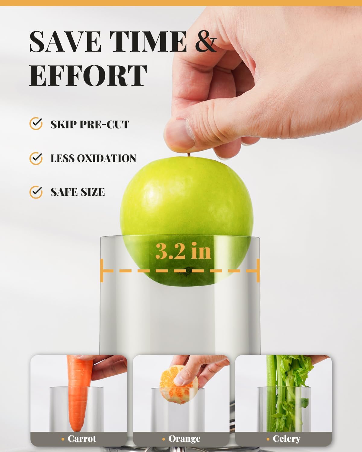 GDOR 1200W Juicer with Larger 3.2" Feed Chute, Titanium Enhanced Cutting System, Centrifugal Juice Extractor Maker with Heavy Duty Full Copper Motor, Dual Speeds, BPA-Free, Silver - Image 3