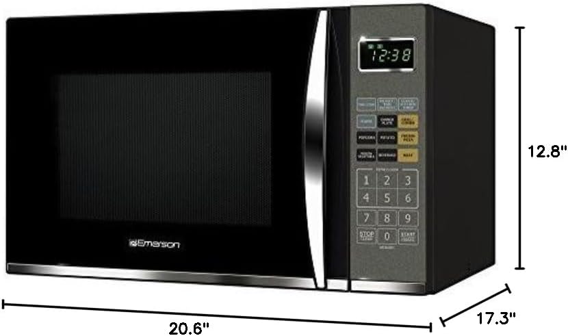 Emerson 1.2 Cu. Ft. Microwave Oven with Griller, Timer & LED Display 11 Power Levels, 9 Pre-Programmed Settings, Removable Glass Turntable with Child Save Lock, 1100W, Stainless Steel - Image 3