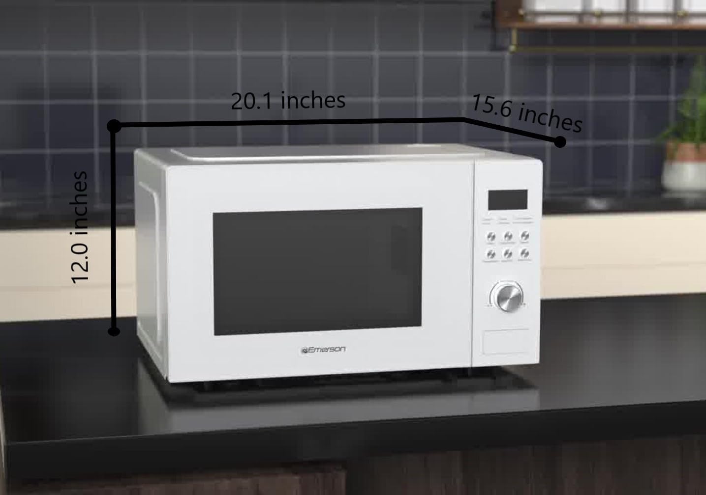 Emerson MW1101W Microwave Oven with Timer & LED Display 1000W, 10 Power Levels, 6 Pre-Programmed Settings, Removable Glass Turntable with Child Safe Lock, 1.1 Cu. Ft, White - Image 3