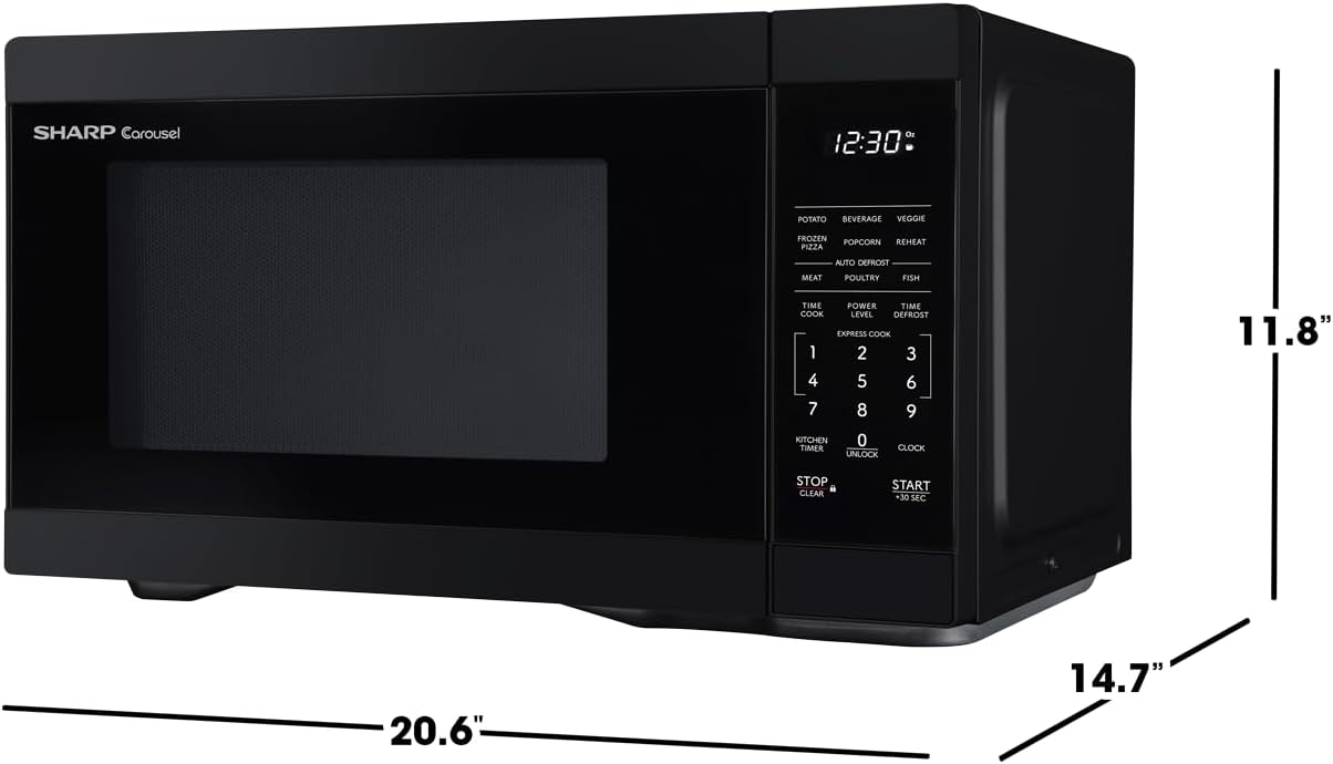 SHARP SMC1161KB Oven with Removable 12.4" Carousel Turntable, Cubic Feet, 1000 Watt Countertop Microwave, 1.1 CuFt, Black - Image 10