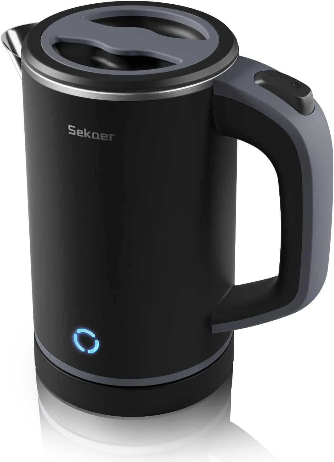 Sekaer Small Electric Tea Kettle Stainless Steel 0.8L Portable Travel Hot Water Boiler, Mini Electric Coffee Kettle with Auto Shut-Off & Boil Dry Protection, Cordless Base & LED Indicator - Image 2