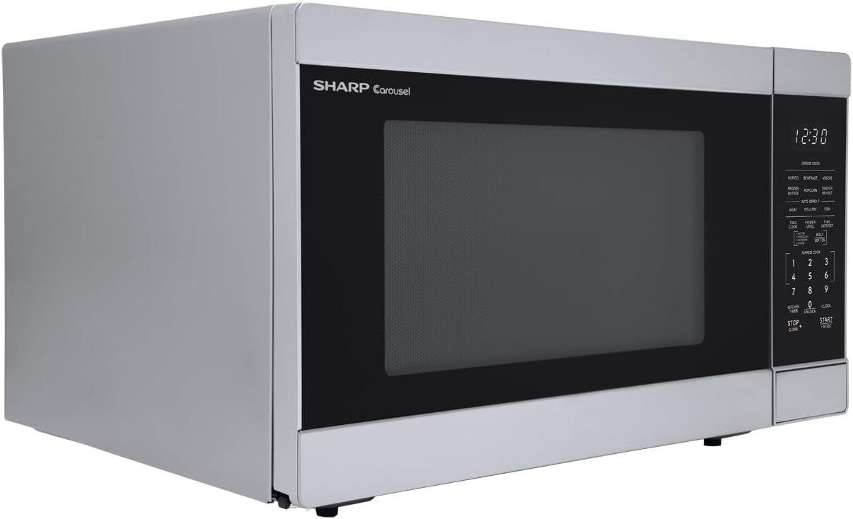 SHARP Removable 13.6" Carousel Turntable, Cubic Feet, Countertop SMC1662KS 1100 Watt Microwave Oven, cu. ft, Stainless Steel, 1.6 CuFt, Stainless - Image 4