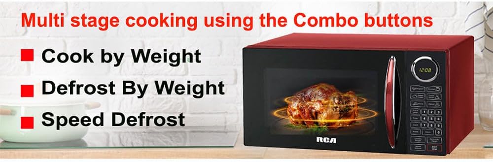 RCA RMW953-RED Microwave Oven, 900 Watts with 10 Power Levels, Red - Image 6