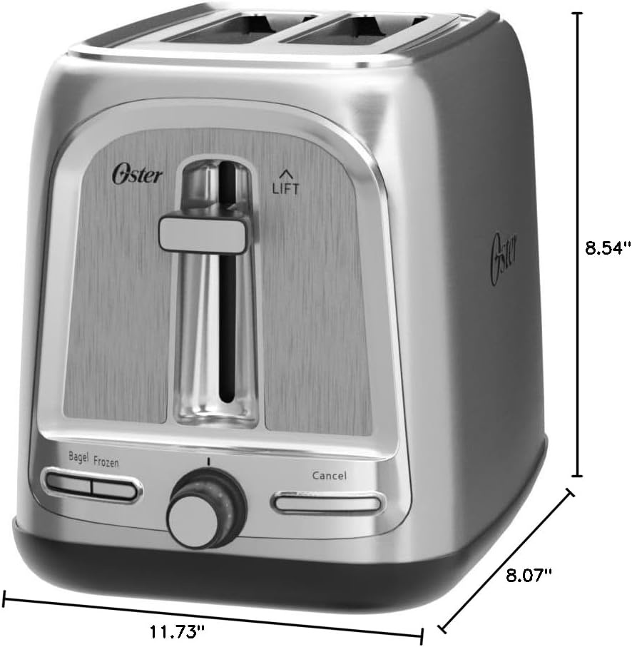 Oster Advanced Toast Technology 2-Slice Toaster, Stainless Steel Finish, All Bread Types and Bagels - Image 6