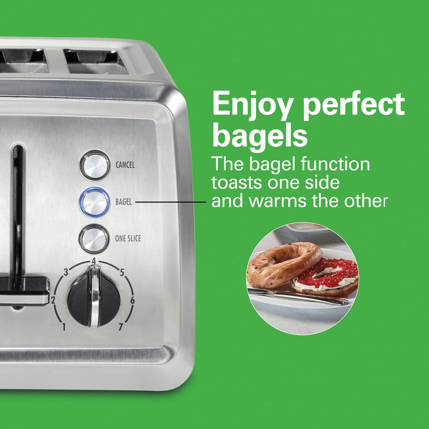 Hamilton Beach 4 Slice Toaster with Extra-Wide Slots, Bagel Setting, Toast Boost, Slide-Out Crumb Tray, Auto-Shutoff & Cancel Button, Stainless Steel (24798) - Image 5
