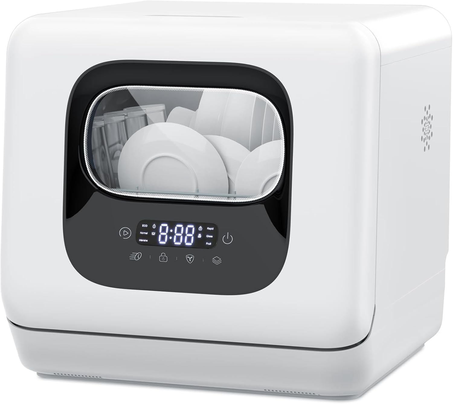 Joy Pebble Countertop Dishwasher, 28 Pieces Dishes/Cycle, 6 Washing Programs&Hot Drying, Dish Washer with 360°Dual Spray, with Child Lock&Delayed Start, Portable Dishwasher for Apartment/RV/Dorm - Image 2