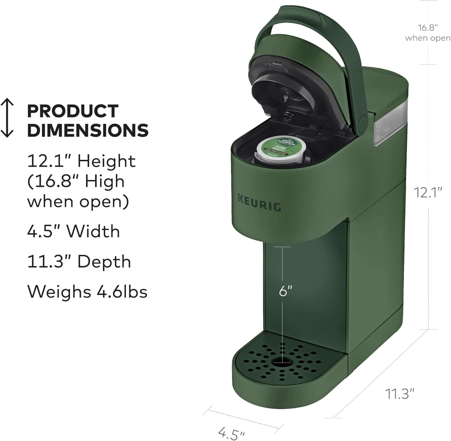 Keurig K-Mini Single Serve K-Cup Pod Coffee Maker, 6 to 12oz Brew size, with Cord Storage, Perfect for Small Spaces, Evergreen - Image 5