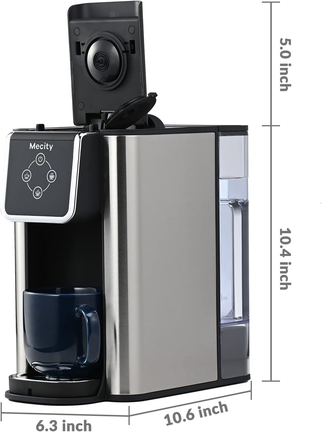 Mecity Coffee Maker 3 in 1 Single Serve Coffee Machine, Compatible with K cup Capsules, Instant Coffee Pot, Tea maker, 6,8,10 Oz Cup, Removable 50 Oz Water Reservoir, 120V 1150W - Image 9