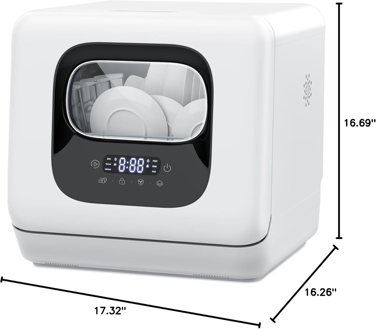 Joy Pebble Countertop Dishwasher, 28 Pieces Dishes/Cycle, 6 Washing Programs&Hot Drying, Dish Washer with 360°Dual Spray, with Child Lock&Delayed Start, Portable Dishwasher for Apartment/RV/Dorm - Image 9