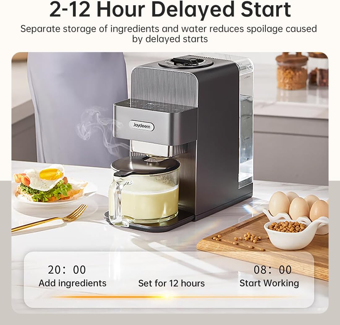 Joydeem Automatic Soymilk Maker Machine, Hot Cooking Blender for Soymilk, Nutmilk, Paste, Baby Food and Juice, 300-600ml Adjustable Capacity, Gray, JD-PB270, 800W - Image 6