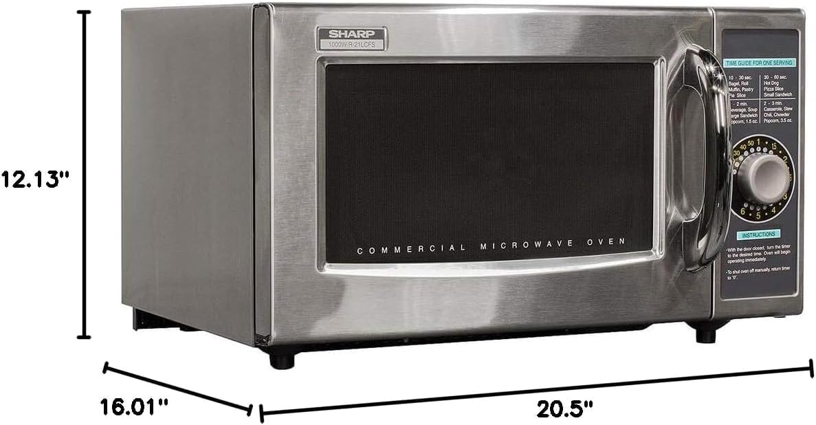 Sharp R-21LCFS Medium-Duty Commercial Microwave Oven with Dial Timer, Stainless Steel, 1000-Watts, 120-Volts, One Size - Image 4