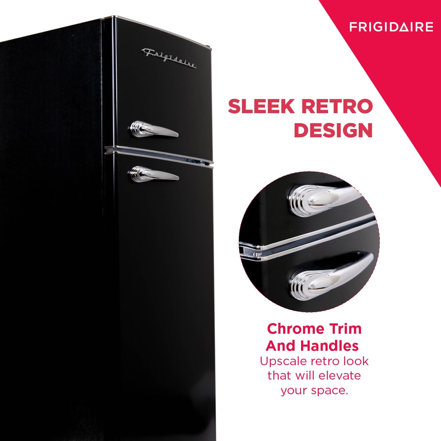 Frigidaire EFR786-BLACK EFR786 Retro Apartment Size Refrigerator with Top Freezer-2 Door Fridge with 7.5 Cu Ft of Storage Capacity, Adjustable Spill-Proof Shelves, Door & Crisper Bins, Black - Image 5
