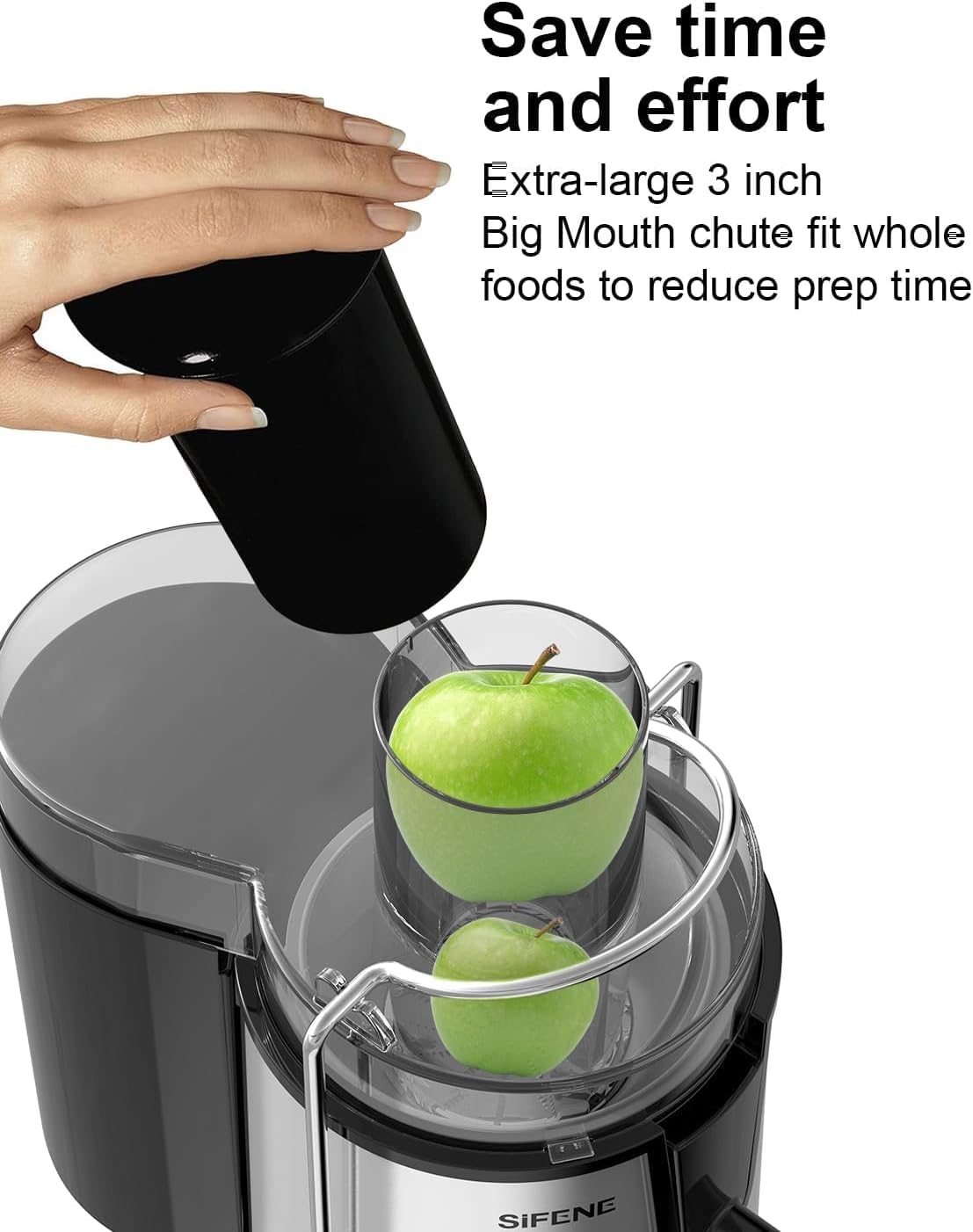SiFENE Quick Juicer Machine, Centrifugal Juicer with 3" Big Mouth for Whole Fruits & Veggies, Easy to Clean, Non-BPA Stainless Steel Kitchen Juicer - Image 3
