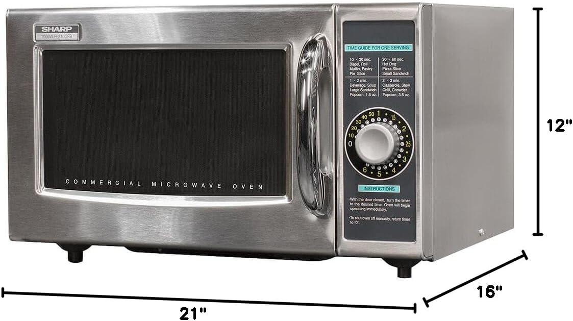 Sharp R-21LCFS Medium-Duty Commercial Microwave Oven with Dial Timer, Stainless Steel, 1000-Watts, 120-Volts, One Size - Image 5
