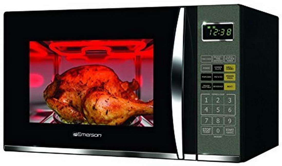 Emerson 1.2 Cu. Ft. Microwave Oven with Griller, Timer & LED Display 11 Power Levels, 9 Pre-Programmed Settings, Removable Glass Turntable with Child Save Lock, 1100W, Stainless Steel - Image 2