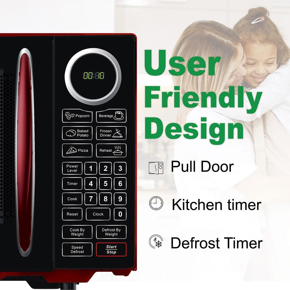 RCA RMW953-RED Microwave Oven, 900 Watts with 10 Power Levels, Red - Image 5