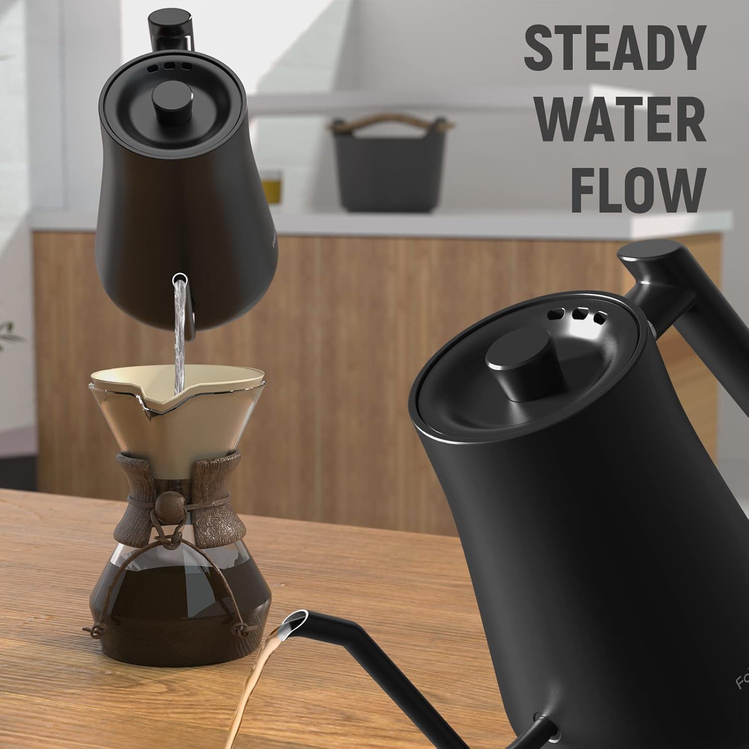 Gooseneck Electric Kettle Fabuletta 1500W Ultra Fast Boiling Water Kettle 100% Stainless Steel for Pour-over Coffee & Tea Leak-Proof Design French Press Boil-Dry Protection 1L - Image 8