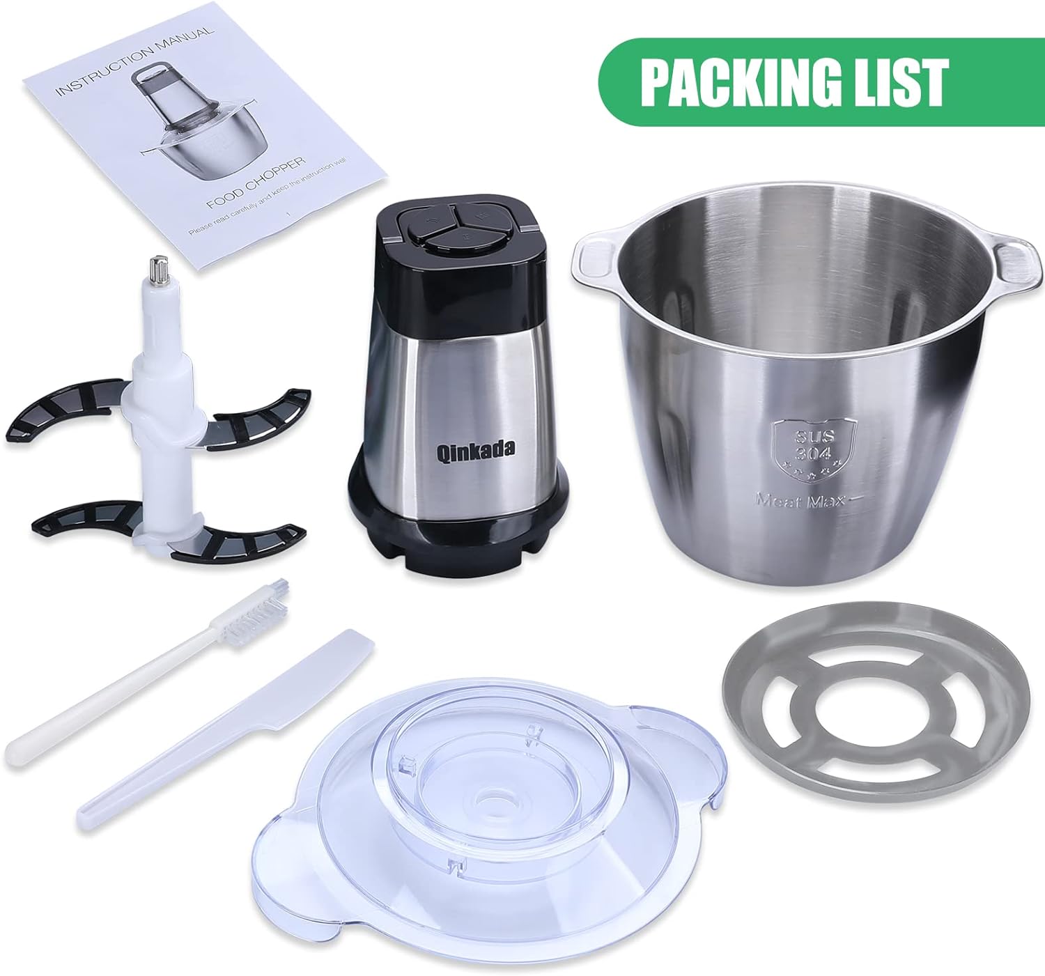 Food Processor, 500W Powerful Meat Grinder, 14Cup Stainless Steel Bowl, 3 Speed Modes 4 Bi-Level Blades for Onion, Meat, Nuts, Fruit, Garlic, Vegetable, Baby Food - Image 8