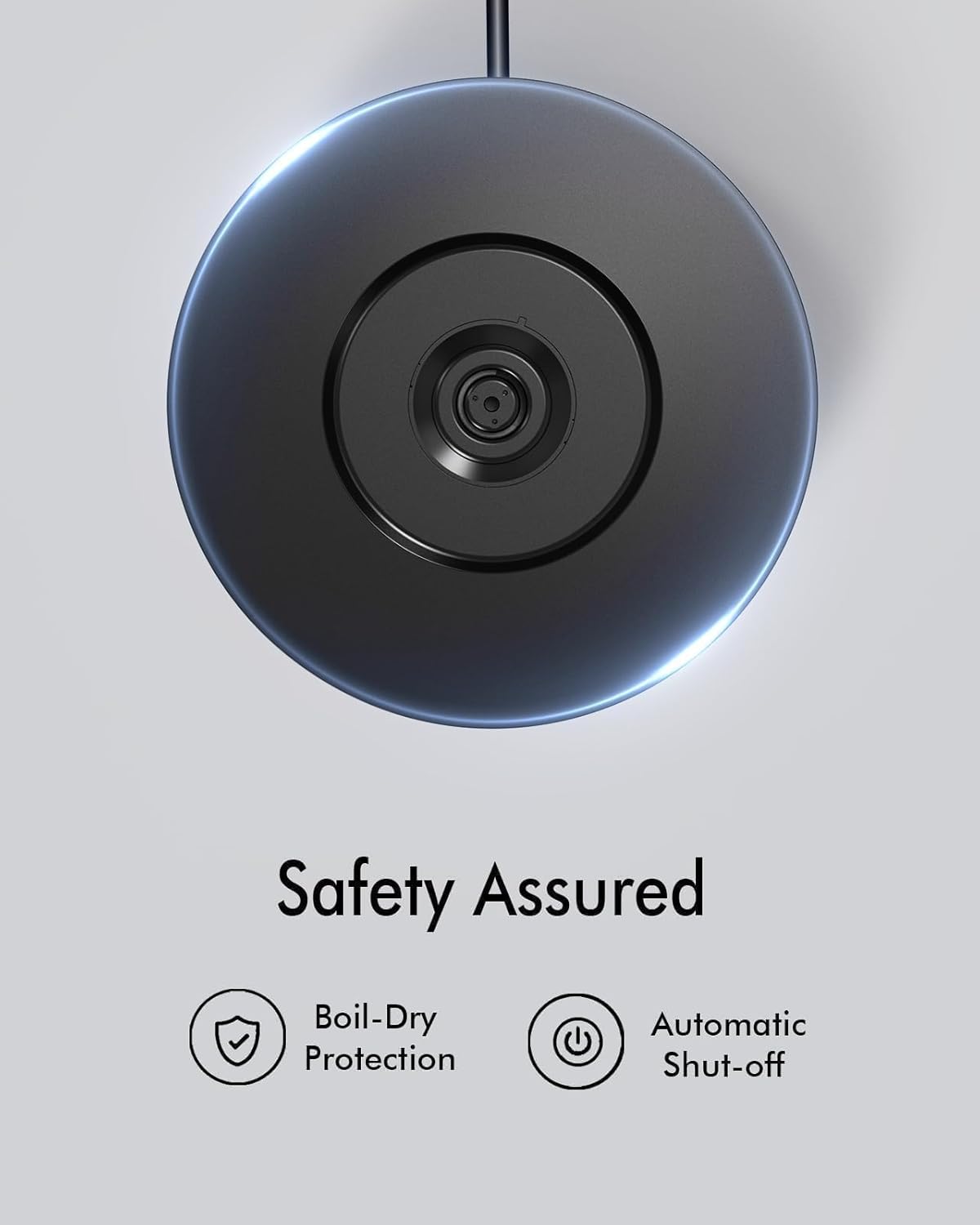 Boiling Water Electric Tea Kettle, Wide Open Lid Stainless Steel Water Cooker, 1500W / 1.7L Coffee/Tea Brewing, Auto Shut Off and Boil Dry Protection, Cordless Rotating Base and LED Indicator, Black - Image 5