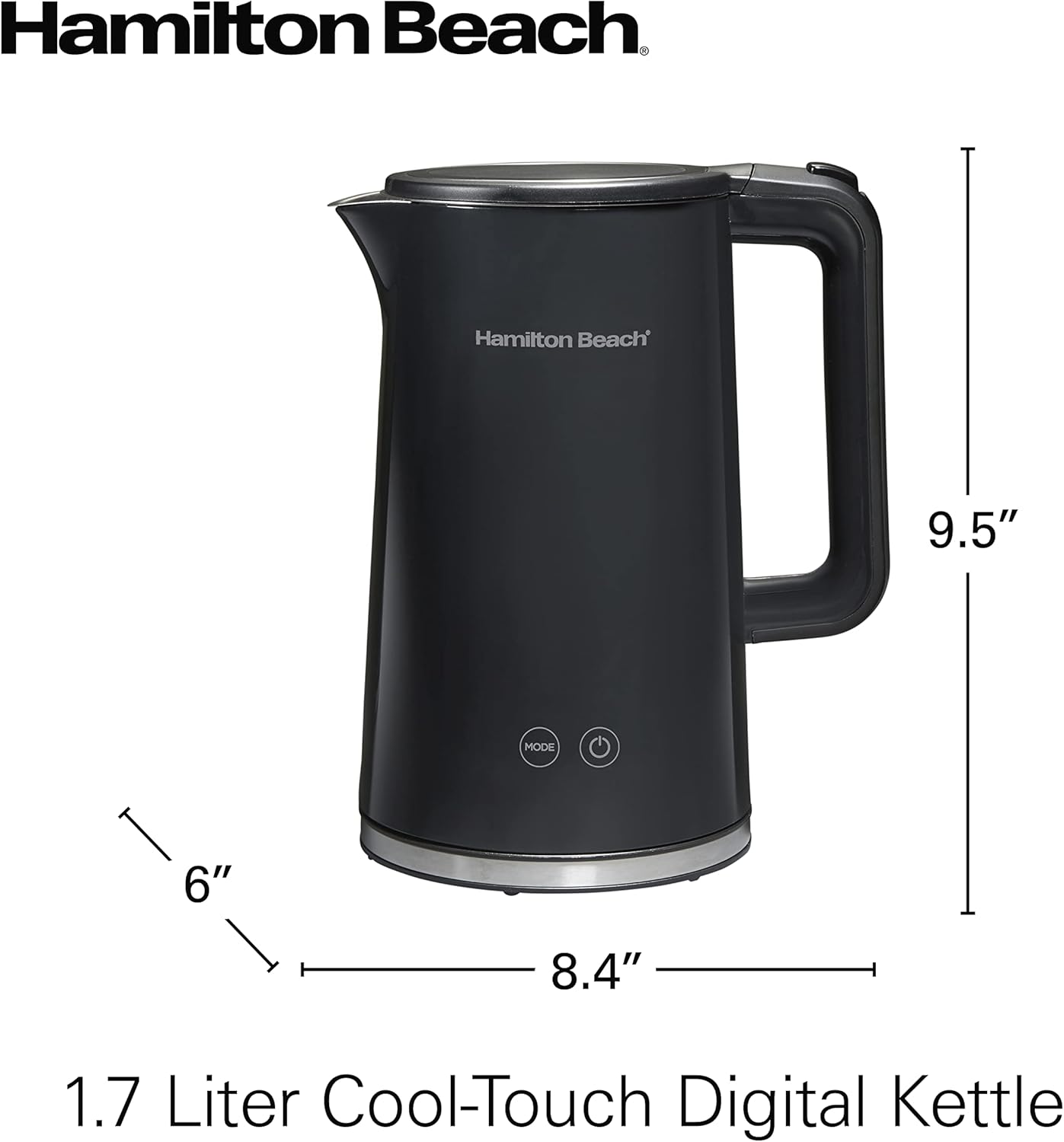 Hamilton Beach Digital Temperature Control Electric Tea Kettle, Hot Water Boiler & Heater 1.7L, 5 Preset Modes + Keep Warm, Fast Boil 1500 Watts, BPA Free, Cool-Touch Exterior, Black (41033) - Image 9