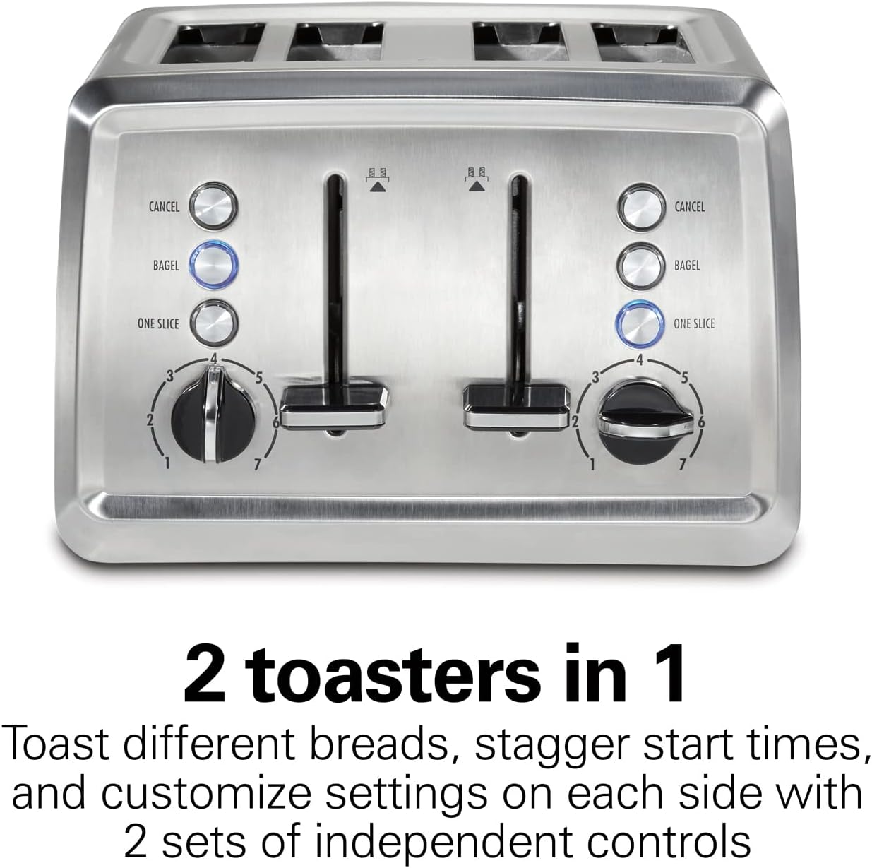 Hamilton Beach 4 Slice Toaster with Extra-Wide Slots, Bagel Setting, Toast Boost, Slide-Out Crumb Tray, Auto-Shutoff & Cancel Button, Stainless Steel (24798) - Image 8