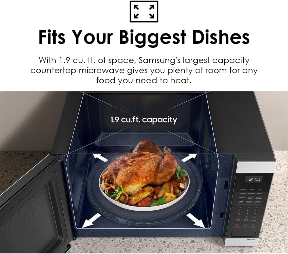 Samsung 1.9 cu. ft Sensor Cooking, MS19DG8500MTAA Countertop Microwave, Matte Black Stainless Steel - Image 5