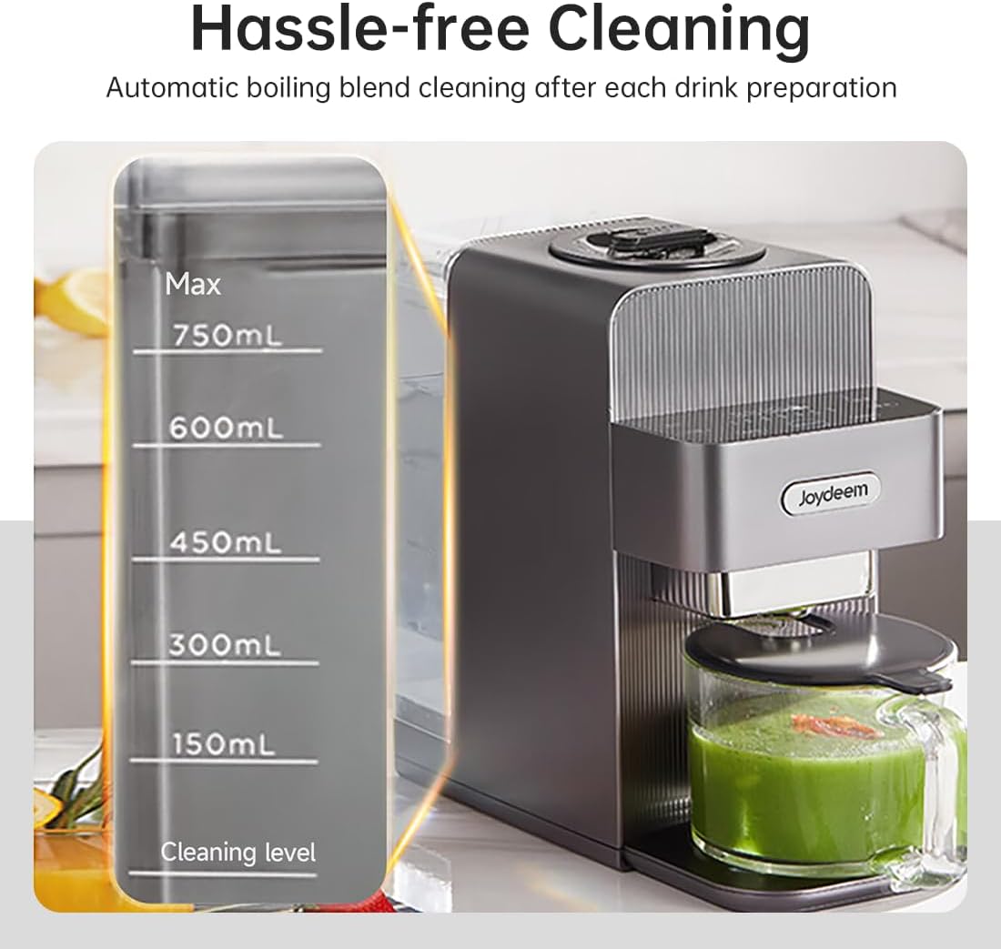 Joydeem Automatic Soymilk Maker Machine, Hot Cooking Blender for Soymilk, Nutmilk, Paste, Baby Food and Juice, 300-600ml Adjustable Capacity, Gray, JD-PB270, 800W - Image 3