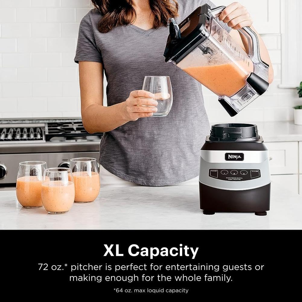 Ninja Blender, For-Smoothies, Salsa, Shakes, Slush, and-Frozen Drinks, Blender, Pitcher, and-Lid, Blender for-Kitchen, Crushes Ice, Fruit, and-Veggies, 1000-Watt, Dishwasher Safe, Black, NJ601AMZ - Image 5