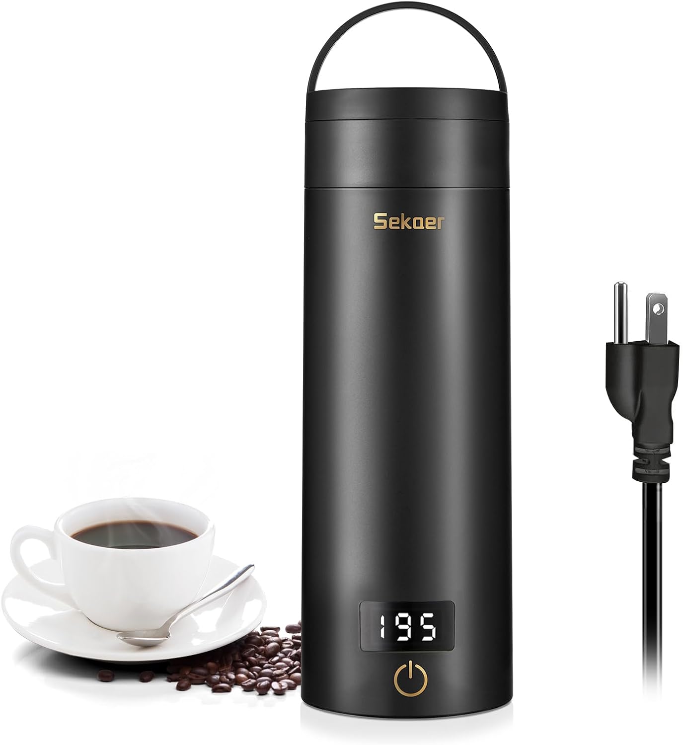 Sekaer Travel Electric Tea Kettle Portable Small Mini Coffee Kettle, with 4 Variable Presets, Personal Hot Water Boiler 304 Stainless Steel with Auto Shut-Off & Boil Dry Protection, SY-618B - Image 2