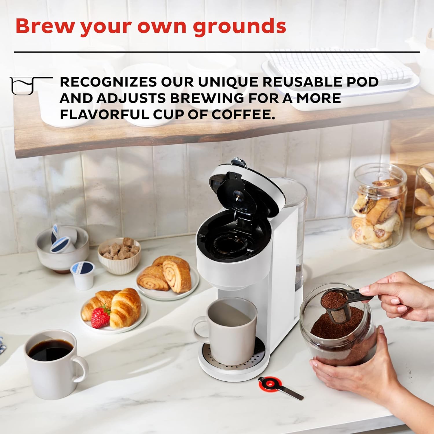 Instant Pot K-Cup Pod Compatible Single Serve Coffee Maker with Reusable Pod and Bold Setting, 8-12oz, 40oz Reservoir, White - Image 5