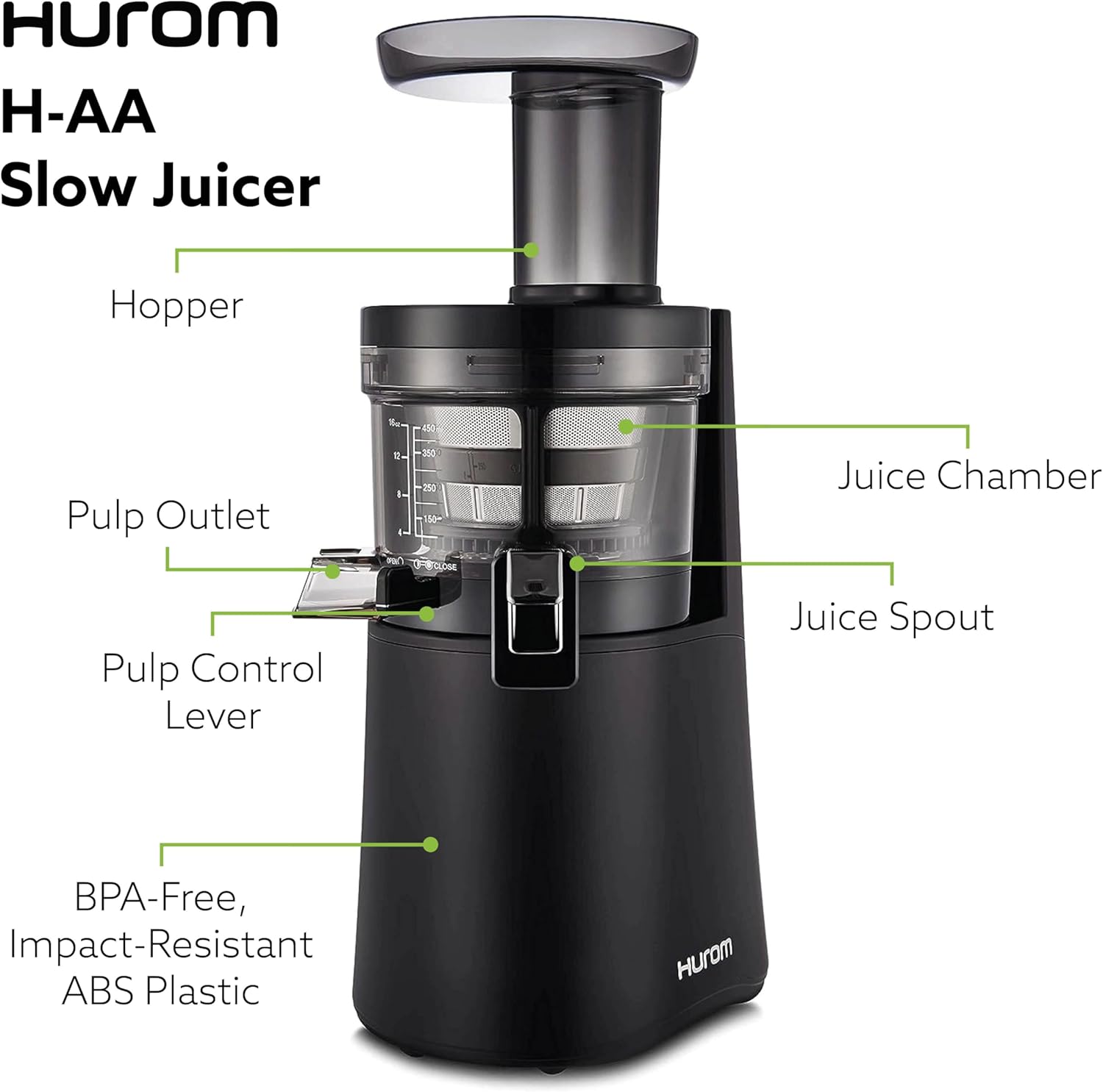 Hurom H-AA Slow Juicer, Matte Black - Image 8
