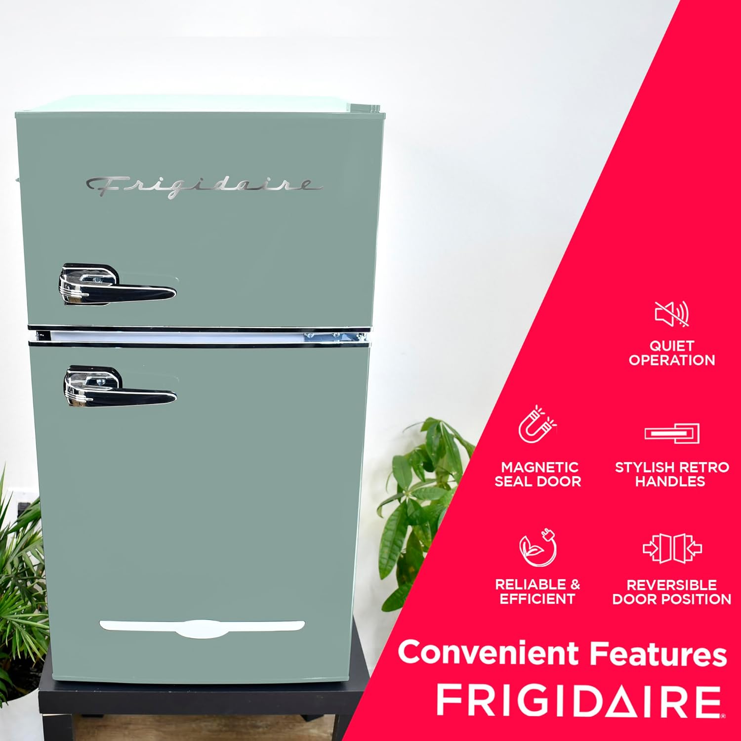 Frigidaire EFR840-MINT EFR840 Retro Mini Fridge with Freezer & Side Bottle Opener-Small 2 Door Refrigerator for Office Bar or College Dorm Room-3.2 Cu Ft – 19”"D x 20.5"W x 33.5"H (Mint) - Image 6