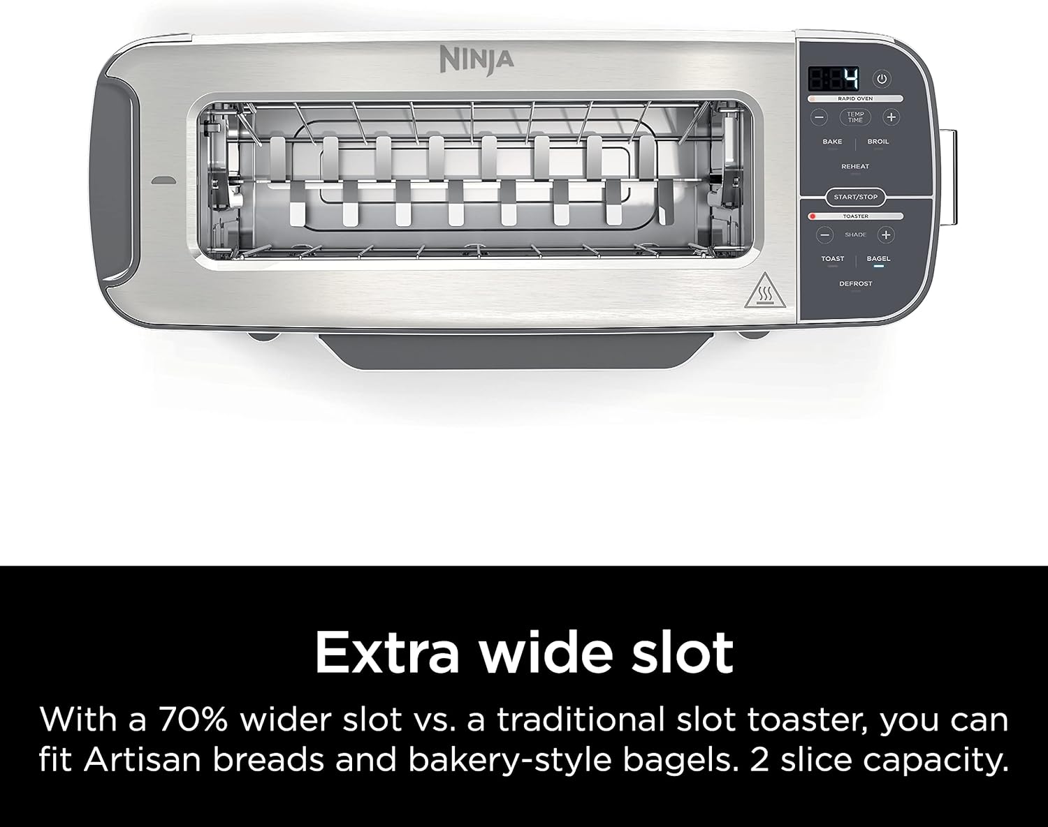 Ninja ST101 Foodi 2-in-1 Flip Toaster, 2-Slice Capacity, Compact Toaster Oven, Snack Maker, Reheat, Defrost, 1500 Watts, Stainless Steel, 6 Functions - Image 7