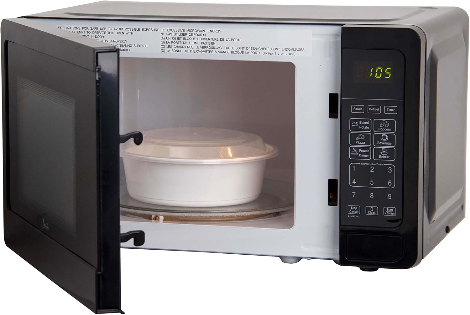 Avanti MT7V1B Microwave Oven 700-Watts Compact with 6 Pre Cooking Settings, Speed Defrost, Electronic Control Panel and Glass Turntable, Black - Image 7