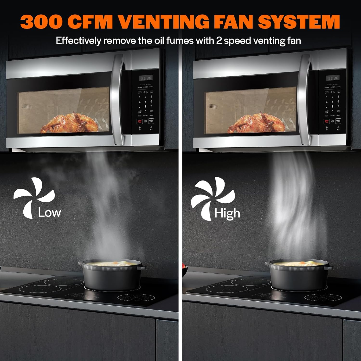 Empava Over the Range Microwave Oven with Screen Touch Control, 1000 Watts, 300 CFM Venting and Sensor Cooking in Stainless Steel, EMPV-30OTR01, Silver - Image 6