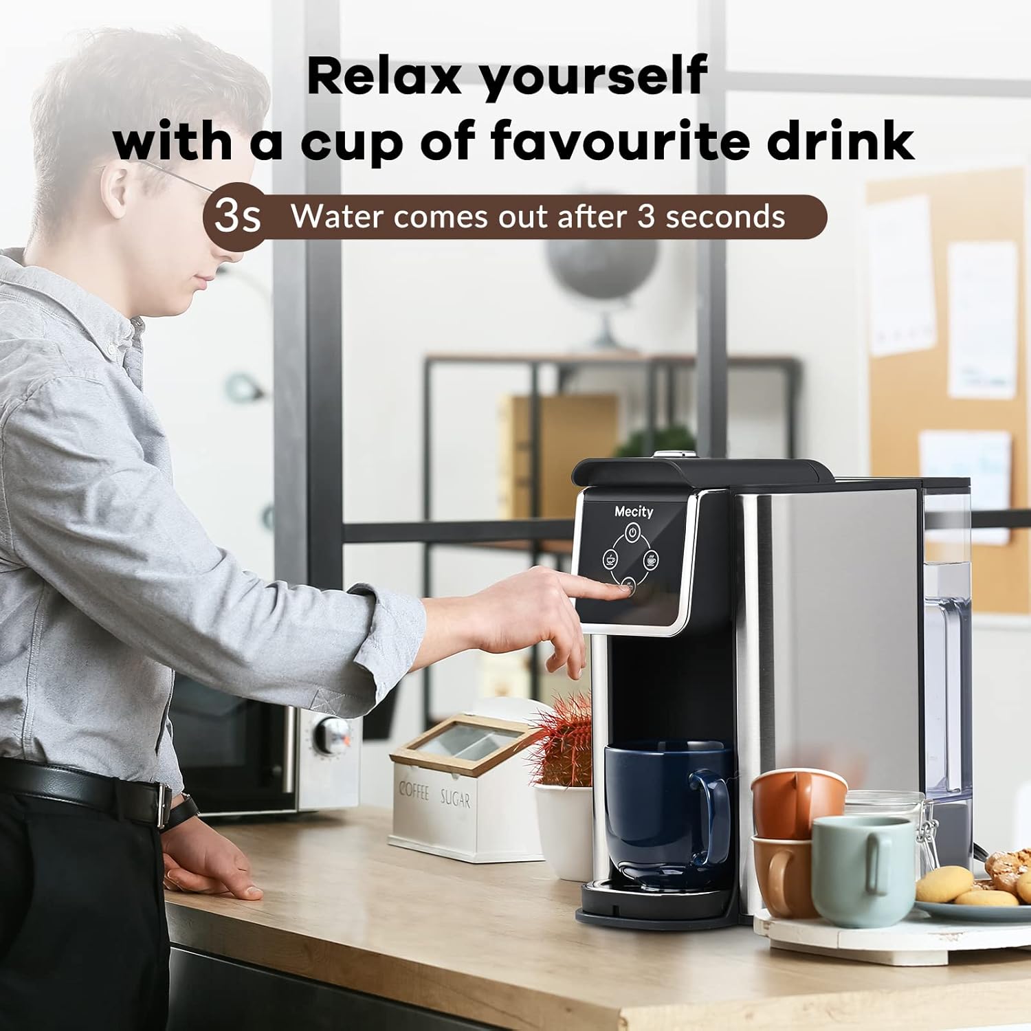 Mecity Coffee Maker 3 in 1 Single Serve Coffee Machine, Compatible with K cup Capsules, Instant Coffee Pot, Tea maker, 6,8,10 Oz Cup, Removable 50 Oz Water Reservoir, 120V 1150W - Image 6