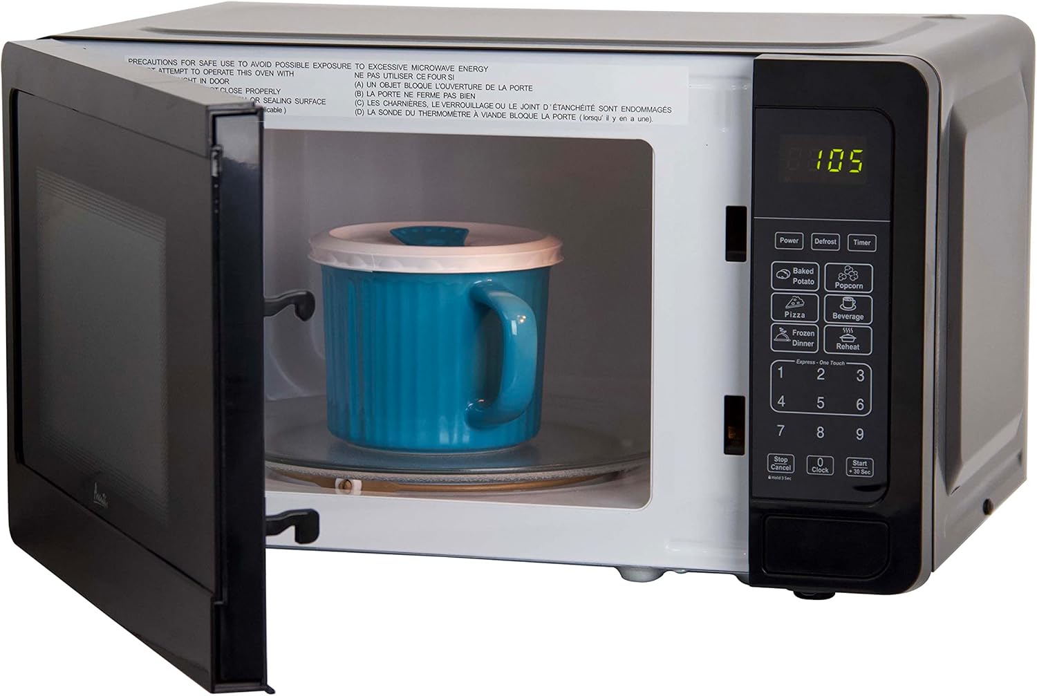 Avanti MT7V1B Microwave Oven 700-Watts Compact with 6 Pre Cooking Settings, Speed Defrost, Electronic Control Panel and Glass Turntable, Black - Image 3