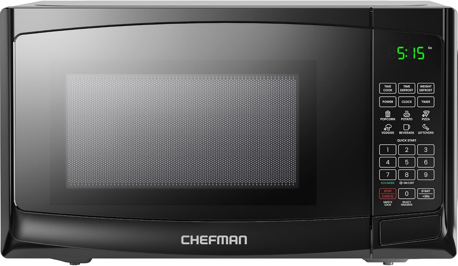Chefman Countertop Microwave Oven 0.9 Cu. Ft. with Digital Display, 900 Watts, 6 Auto Menus, 10 Power Levels, Eco Mode, Memory Function, Mute Option, Child Safety Lock, Easy Clean - Image 2