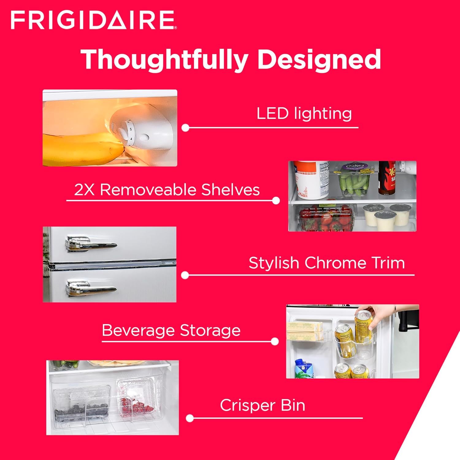 Frigidaire EFR341 Compact Small Top-Freezer Refrigerator, Stainless Steel Mini Bar Fridge Platinum Series-21.26" D x 17.83" W x 33.5" H, 3.2 cu ft Double Door - Image 5