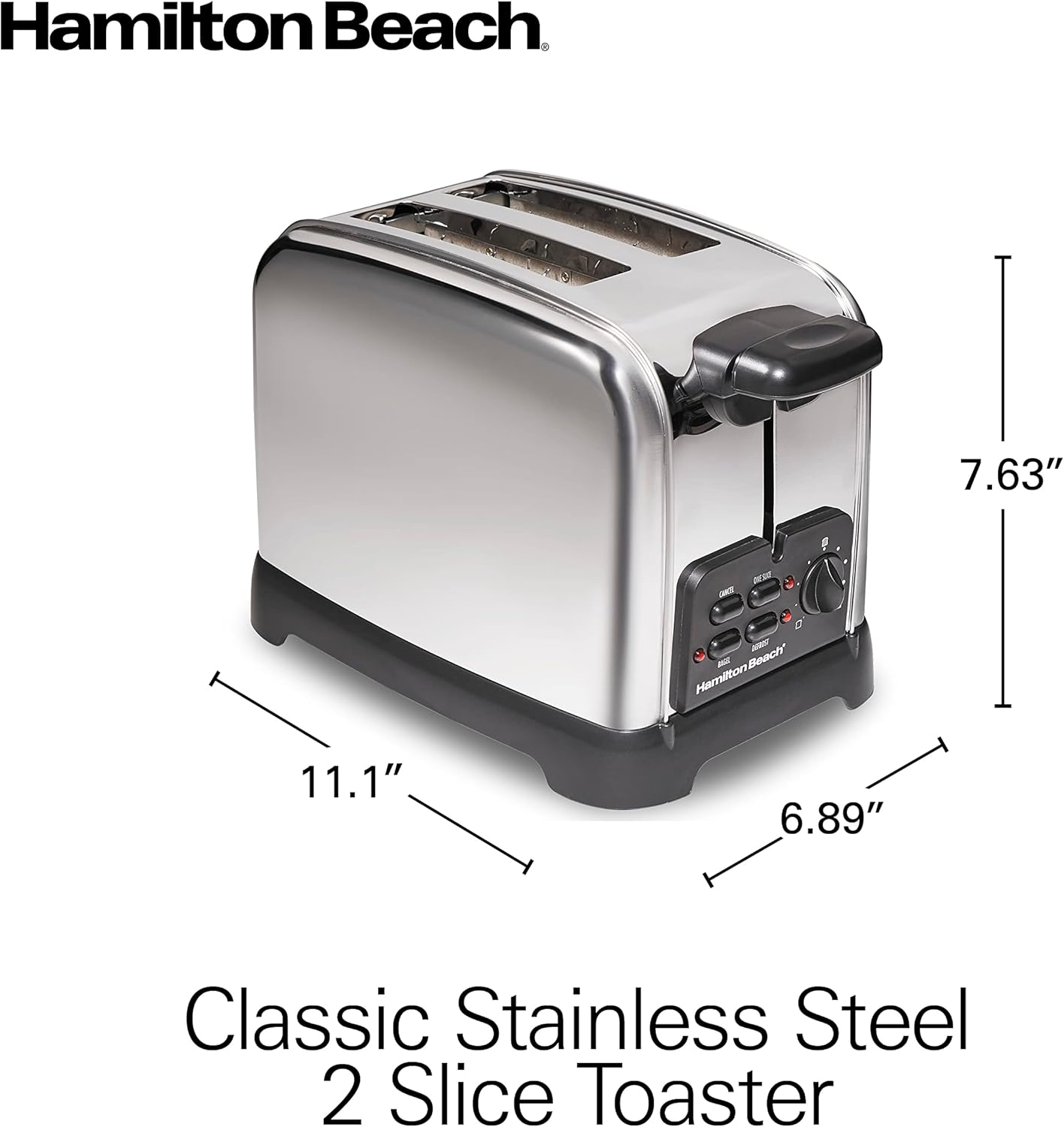 Hamilton Beach Retro Toaster with Wide Slots, Sure-Toast Technology, Bagel & Defrost Settings, Auto Boost to Lift Smaller Breads, 2 Slice, Polished Stainless Steel (22782) - Image 9