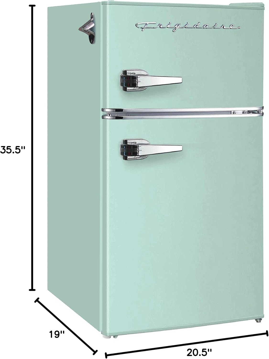 Frigidaire EFR840-MINT EFR840 Retro Mini Fridge with Freezer & Side Bottle Opener-Small 2 Door Refrigerator for Office Bar or College Dorm Room-3.2 Cu Ft – 19”"D x 20.5"W x 33.5"H (Mint) - Image 8