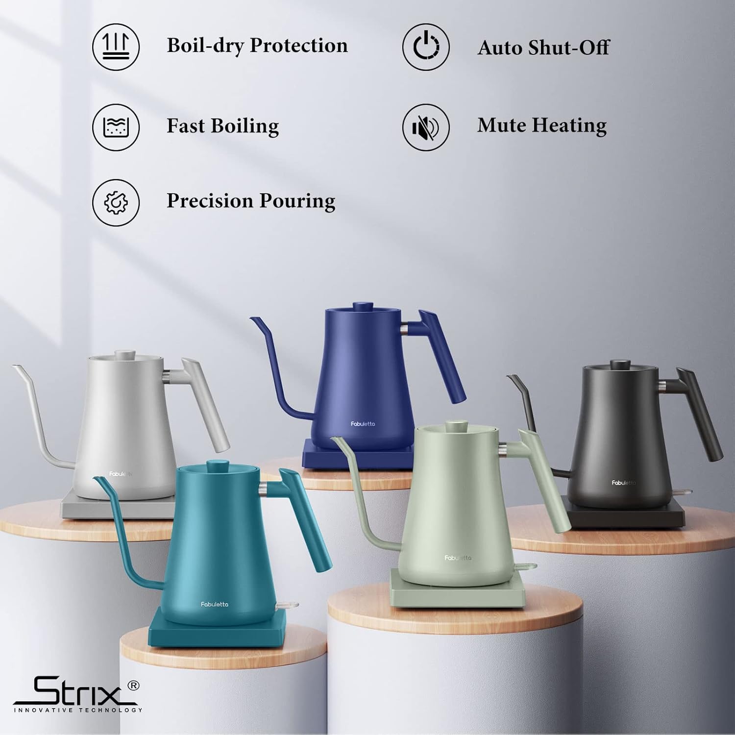 Gooseneck Electric Kettle Fabuletta 1500W Ultra Fast Boiling Water Kettle 100% Stainless Steel for Pour-over Coffee & Tea Leak-Proof Design French Press Boil-Dry Protection 1L - Image 9