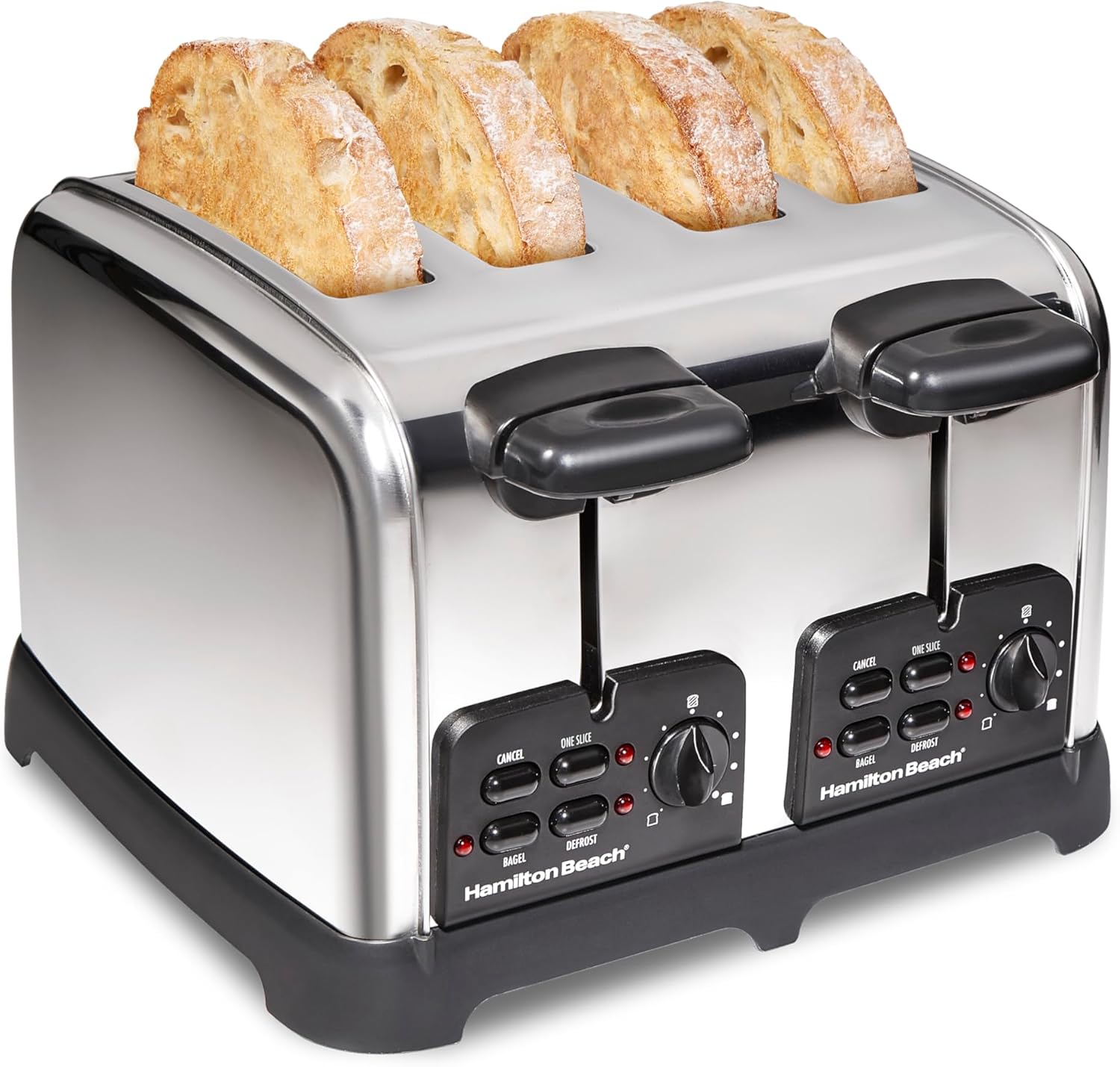 Hamilton Beach 24782 Retro Toaster with Wide Slots, Sure-Toast echnology, Bagel & Defrost Settings, Auto Boost to Lift Smaller Breads, 4 Slice, Polished Stainless Steel - Image 2