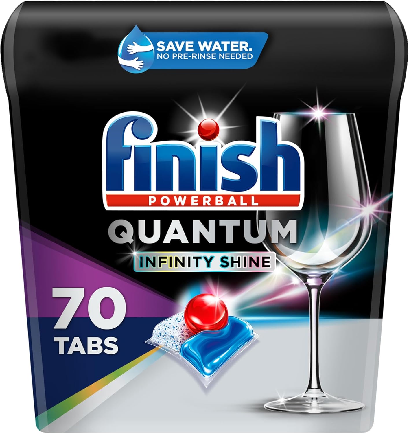 FINISH Quantum Infinity Shine, Dishwasher Pods, Dishwasher Detergent Liquid, Dishwasher Soap, Advanced Clean & Shine, 70ct Dishwasher Tablets - Image 2