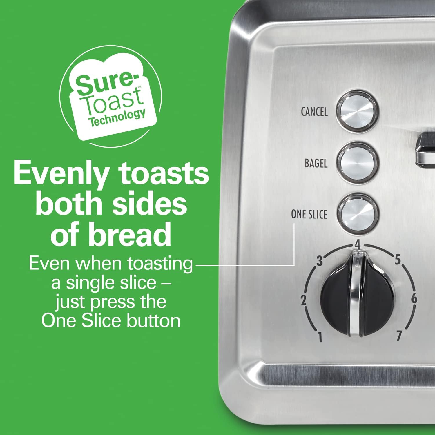 Hamilton Beach 4 Slice Toaster with Extra-Wide Slots, Bagel Setting, Toast Boost, Slide-Out Crumb Tray, Auto-Shutoff & Cancel Button, Stainless Steel (24798) - Image 3