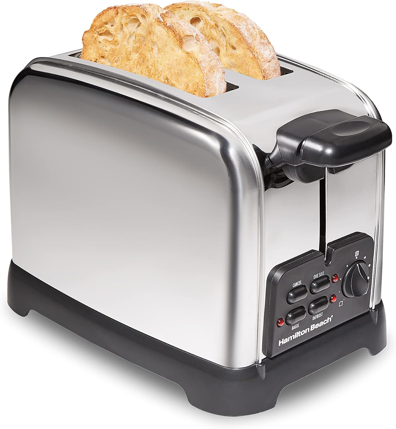 Hamilton Beach Retro Toaster with Wide Slots, Sure-Toast Technology, Bagel & Defrost Settings, Auto Boost to Lift Smaller Breads, 2 Slice, Polished Stainless Steel (22782) - Image 2