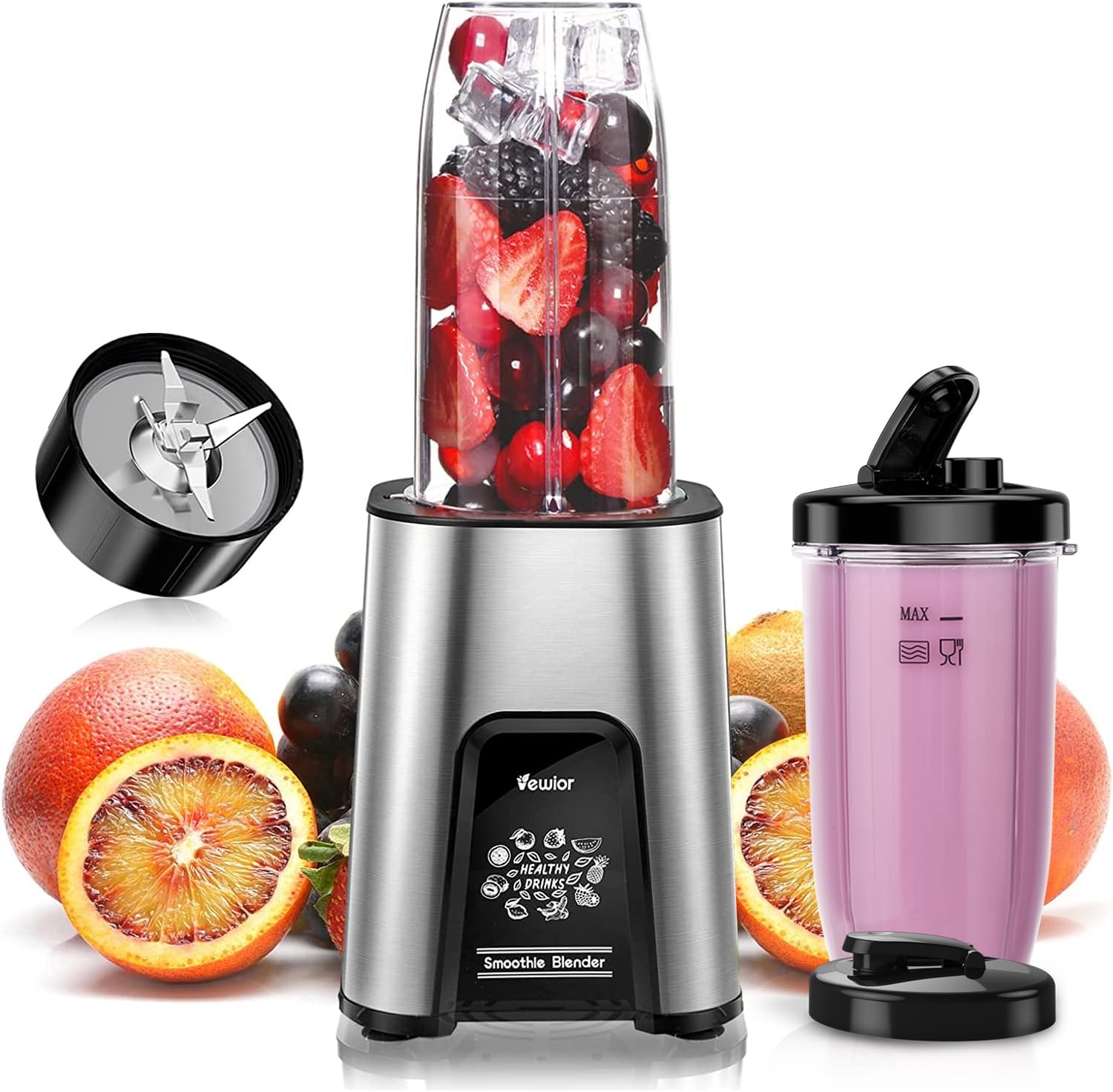 VEWIOR Smoothie Blender, 900W Personal Blender for Shakes and Smoothies, Blenders for Kitchen, Smoothie Juice Mixer with 2 * 22Oz BPA-Free To-Go Cups - Image 2